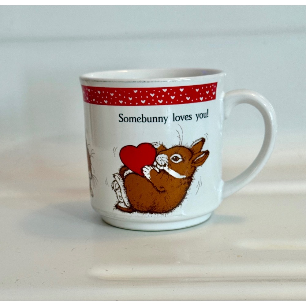 Vintage‎ Somebunny Loves You Bunny Coffee Mug Japan